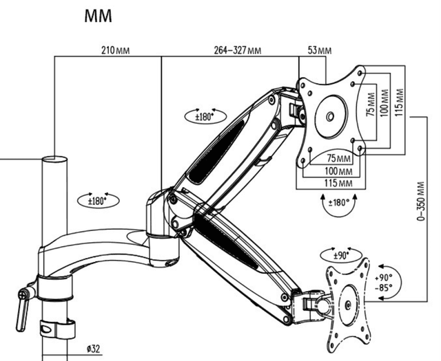 Товар Кронштейн для монитора/ноутбука Cactus CS-VM-LH08-AL серебряный 13"-27" макс.8кг настольный поворот и наклон