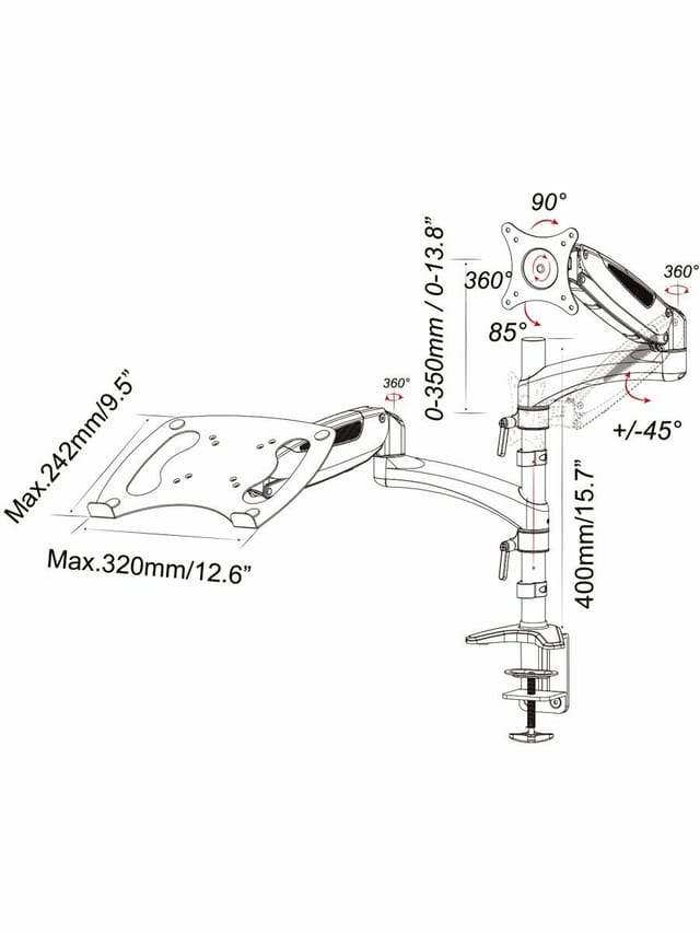 Товар Кронштейн для монитора/ноутбука Cactus CS-VM-LH08-BK черный 13"-27" макс.8кг настольный поворот и наклон
