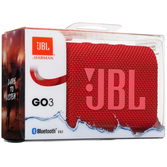 Товар Портативная колонка JBL GO3RED, моно, 4,2Вт, 2700 мАч, Bluetooth, встроенная ручка, красная