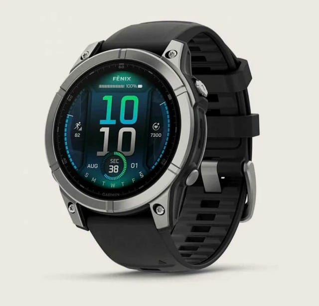 Товар Умные часы премиум класса Fenix E 47 mm, AMOLED Stainless Steel with Black Silicone Band 010-03025-02 Стальные