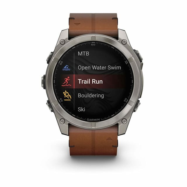 Товар Умные часы Garmin Fenix 8 51 мм AMOLED Sapphire, Titanium, каштановый кожаный ремешок 010-02905-40