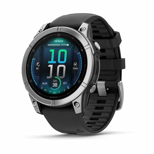 Товар Умные часы премиум класса Fenix E 47 mm, AMOLED Stainless Steel with Black Silicone Band 010-03025-02 Стальные