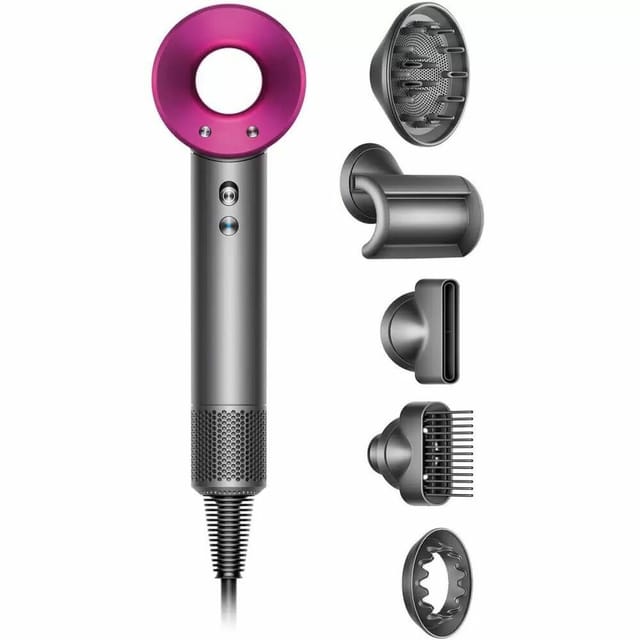 Товар Фен Dyson HD07 1600 Вт, 3 скорости, 5 насадок, Global, Iron /Fuchsia (Переходник в подарок) (без кейса)