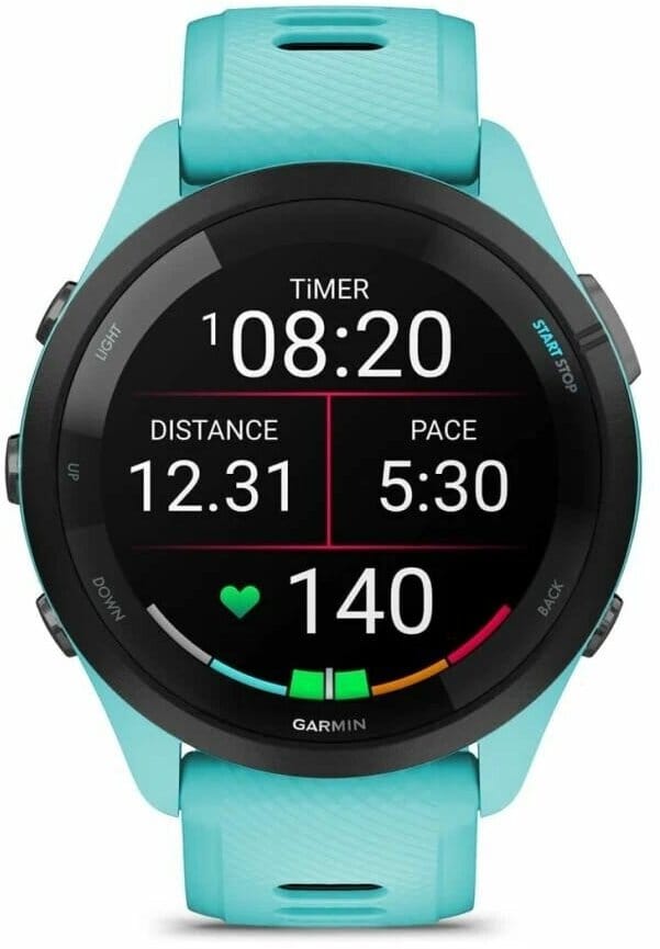Товар Смарт-часы Garmin Forerunner 265, 33мм, 1.3", черный/бирюзовый / бирюзовый [010-02810-12]