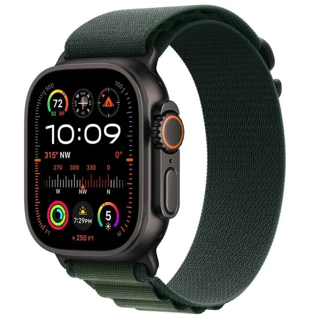 Товар Умные часы Apple Watch Ultra 2 GPS + Cellular, 49mm Black Titanium Case with Dark Green Alpine Loop - Medium