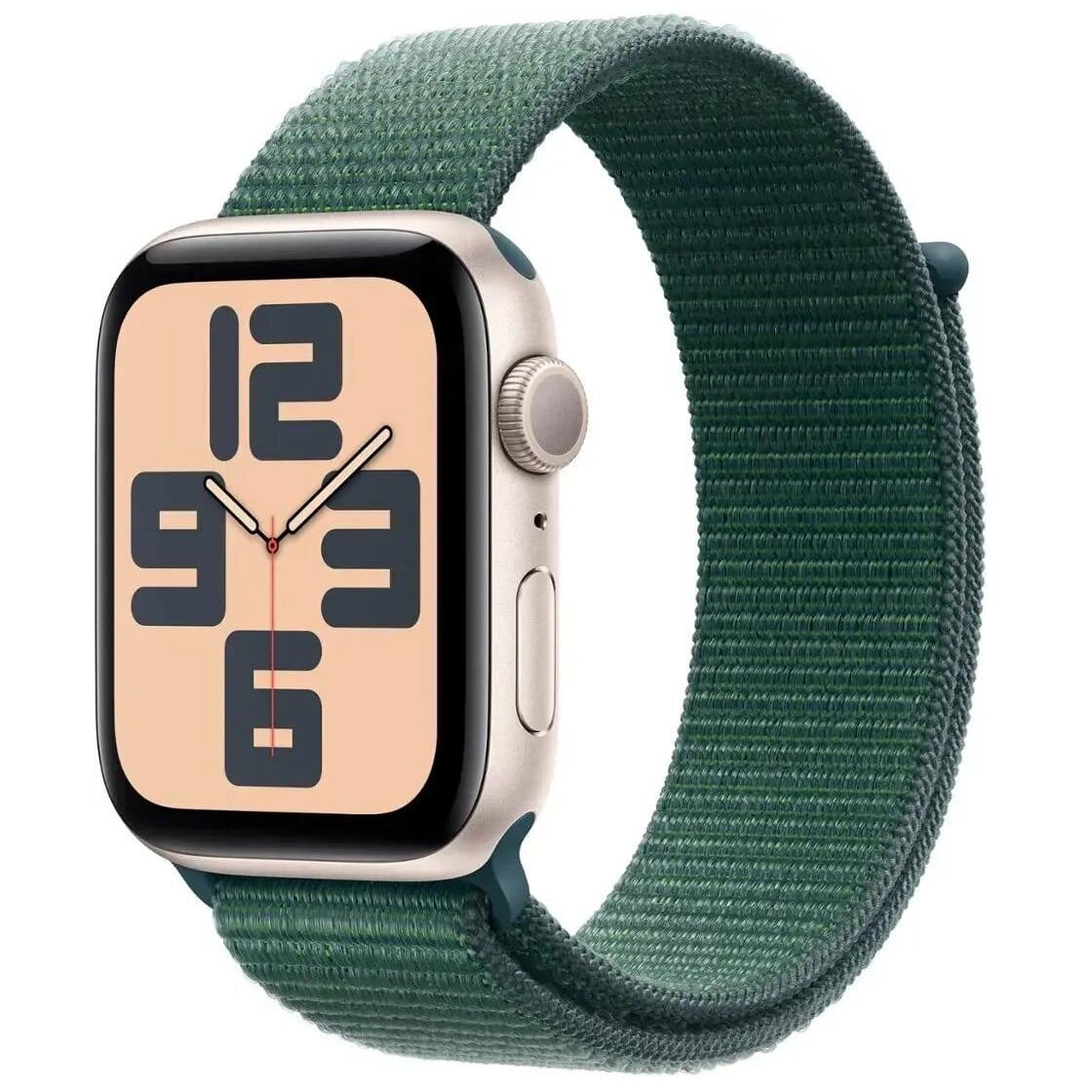Товар Умные часы Apple Watch Series SE 2024 Gen 2 44mm Aluminium Case, Starlight/Lake Green Sport Loop