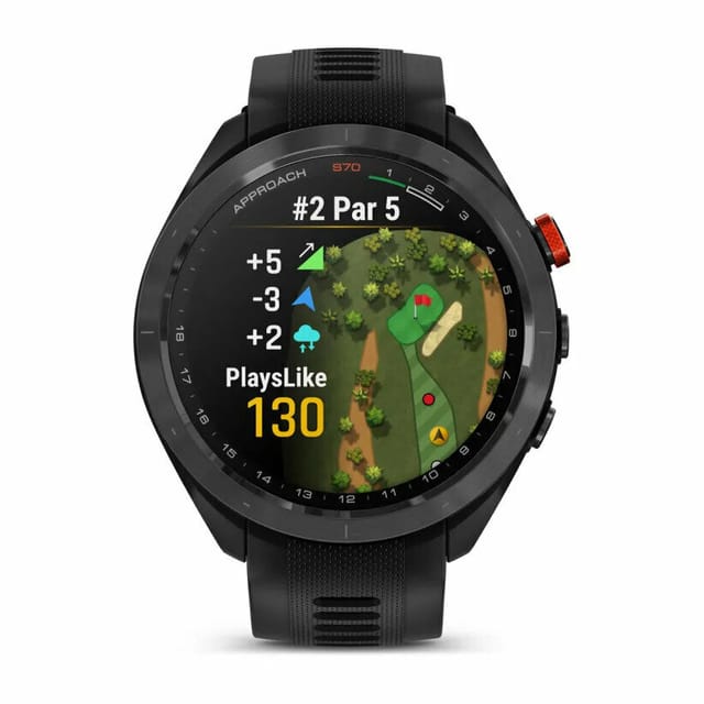 Товар Умные часы Garmin APPROACH S70 47mm BLACK CERAMIC BEZEL WITH BLACK SILICONE BAND (010-02746-12)