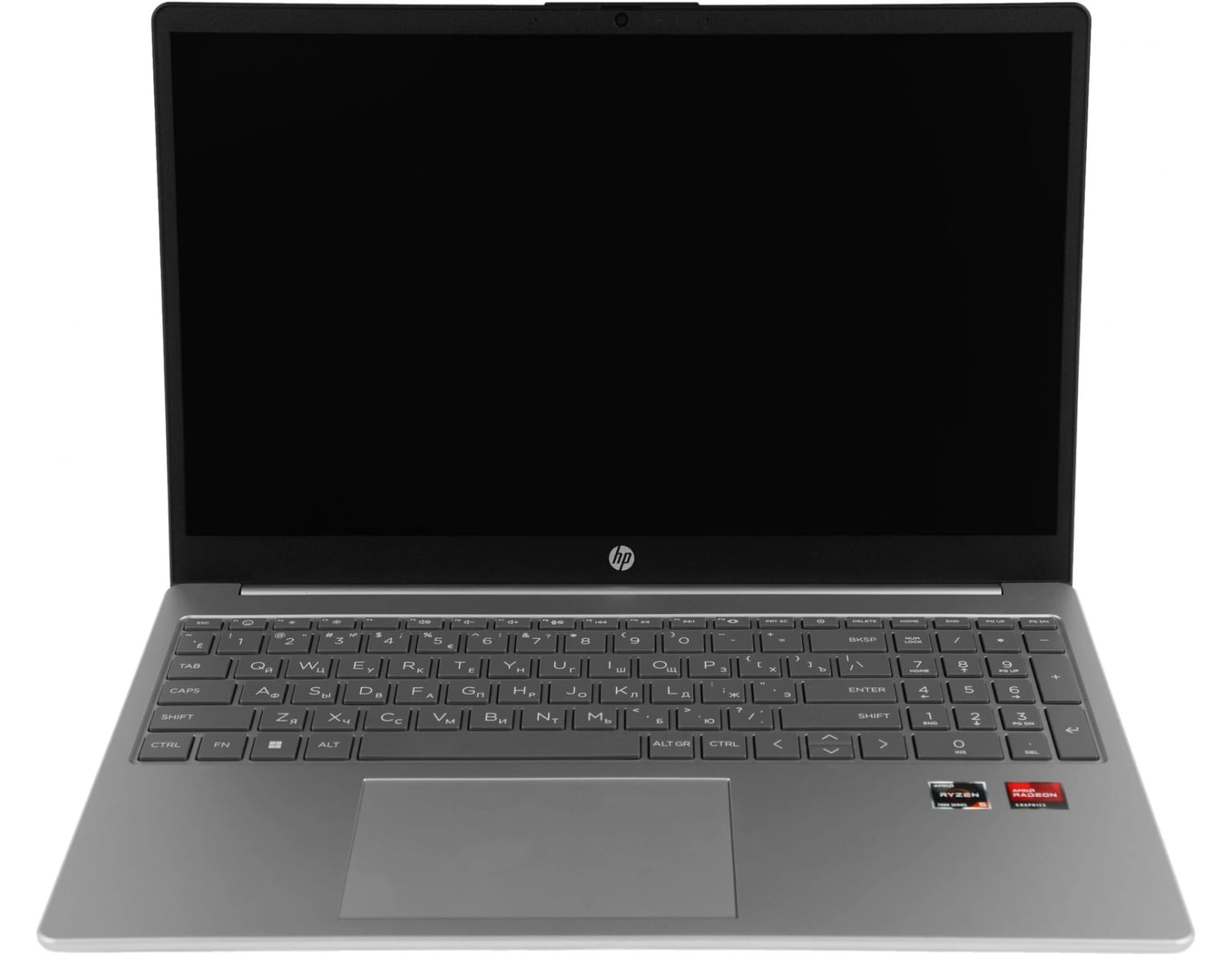 Товар Ноутбук HP 15-fc0003nia, 15.6", IPS, AMD Ryzen 5 7520U, LPDDR5 8ГБ, SSD 512ГБ, AMD Radeon 610M, серебристый (7k2m6ea)